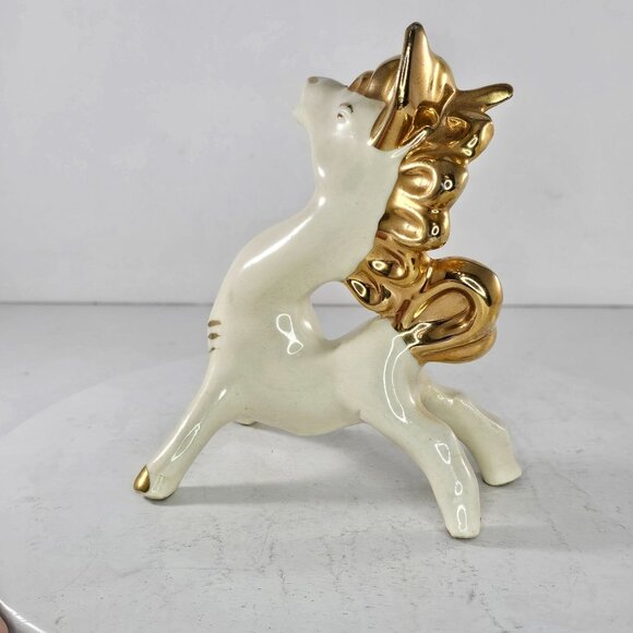 Vintage 1950s Gold & White Donkey Figurine Whimsical Silly - Picture 4 of 8